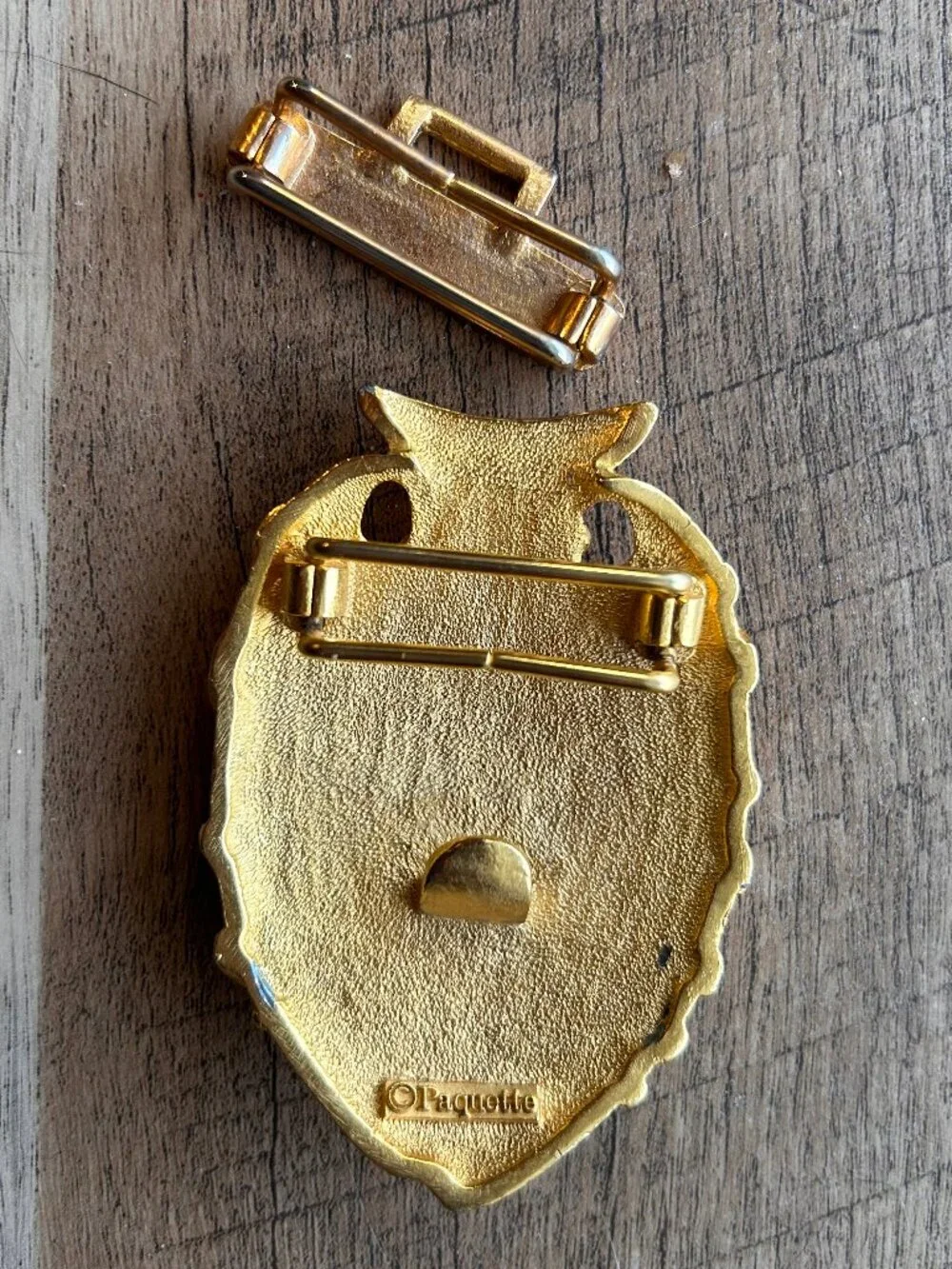 Vintage Paquette Gold-Tone Fish Belt Buckle Textured Statement 80s